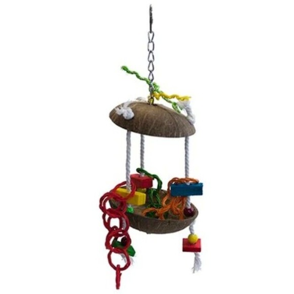 Coconut Hutch Bird Toy Medium to Large Parrot Toy, Shreddable Toy Foraging Toy - Picture 1 of 4